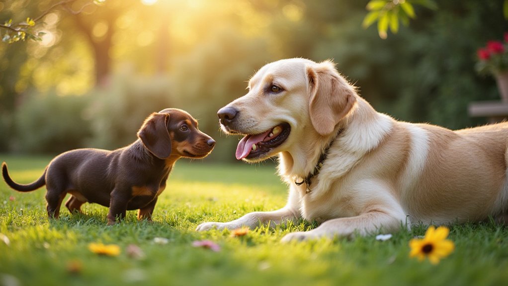 puppy meets older dog
